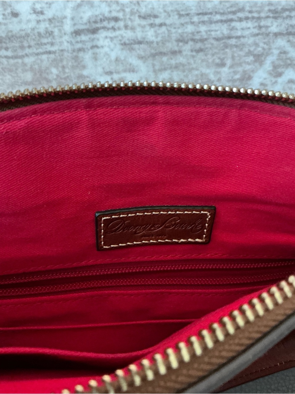 Dooney & Bourke Gray Satchel with Brown Trim - Picture 3 of 3